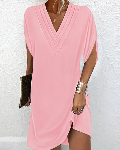 Dress for Women – V-Neck – Ruched Front – Soft Fit – Breathable Lightweight Fabric