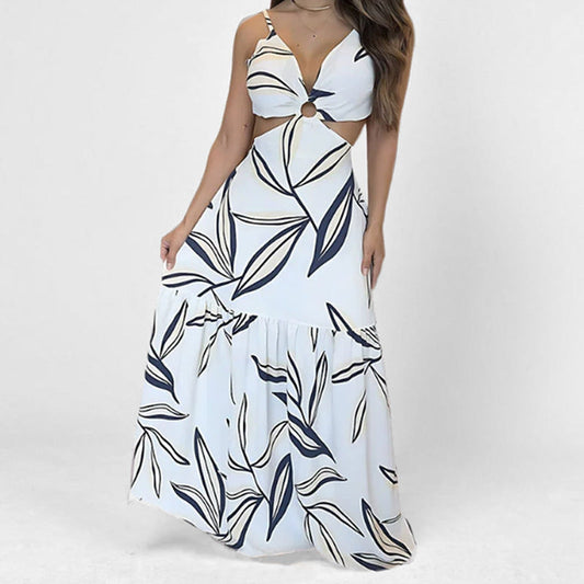 Dress for Women – Maxi Dress – Halterneck – Waist Cutout – Ruffle Skirt