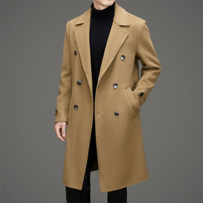 Men's Coat – Wool – Double-Breasted – Tailored Fit – Mid-Length – Wide Lapel
