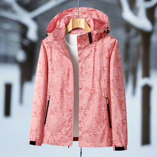 Women's Rain Jacket - Lightweight Material - Hood & Zipper - Adjustable Cuffs