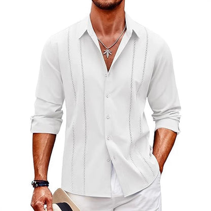 Men's Shirt with Long Sleeves – Slim Fit – Cotton Blend – Digital Print – Front Buttoning