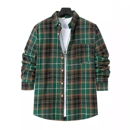 Men's Shirt – Checkered Pattern – Oversized Fit – Long-Sleeved with Chest Pocket