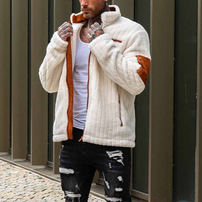 Men's Fleece Jacket – Relaxed Fit – Ribbed Texture – Full Zipper – Pockets