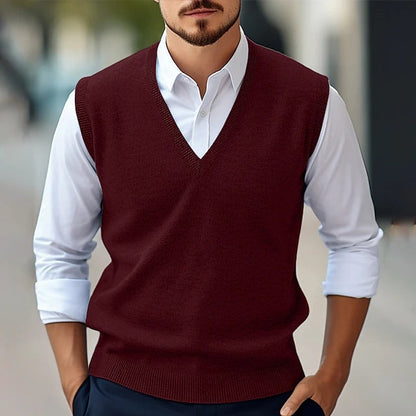 Men's Vest – Classic Fit – V-Neck – Lightly Knitted – Ribbed Edges