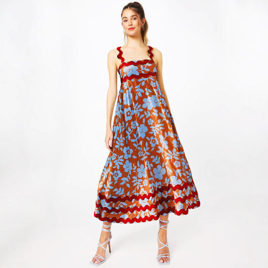 Dress for Women – Long A-line – Floral Print – Light and Breathable Cotton