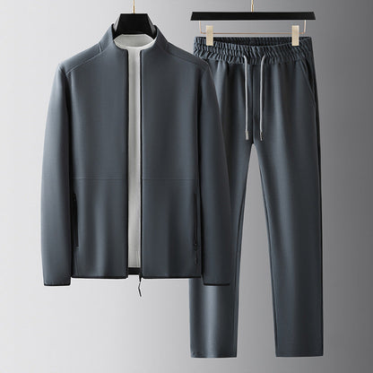 Men's Tracksuit – Zipper Jacket with High Collar – Elastic Waist – Relaxed Fit