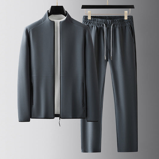 Men's Tracksuit – Zipper Jacket with High Collar – Elastic Waist – Relaxed Fit