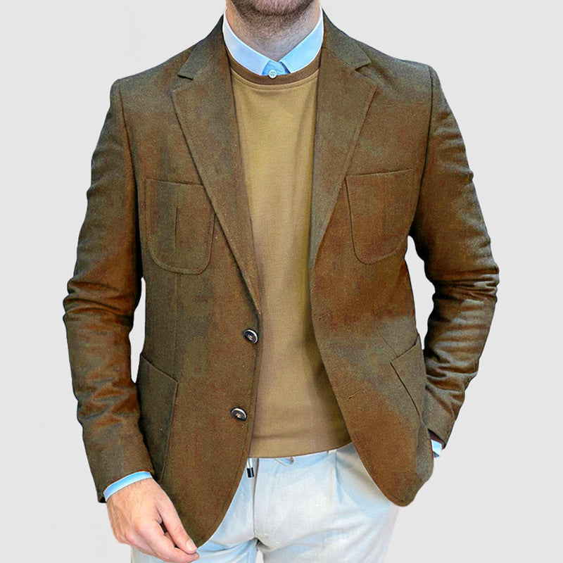 Men's Blazer – Tailored Fit – Wool Blend – Double-Breasted – Notch Lapel
