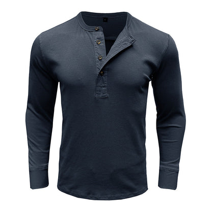 Men's Shirt Long Sleeve – Regular Fit – Cotton Blend – Henley Neck Casual Style