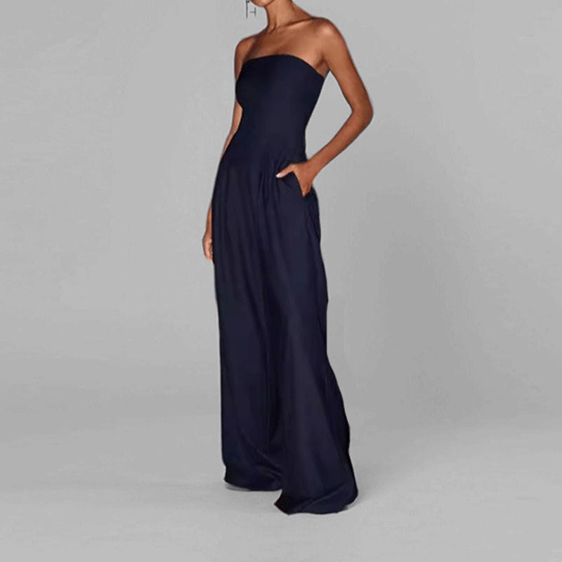 Women's Pantsuit – Strapless – Wide Legs – Elegant Fit – Formal Use