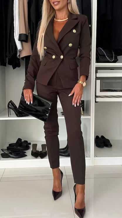Women's Blazer – Slim Fit – Double-Breasted – Tailored Silhouette – Office Wear