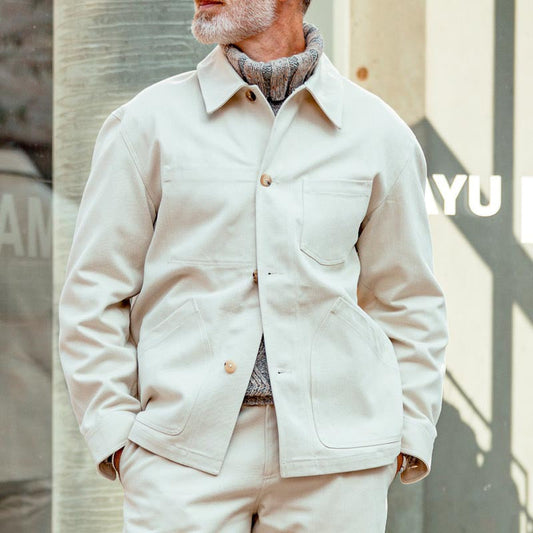 Men's Work Jacket – Cotton – Structured Fit – Button Closure – Practical Pockets