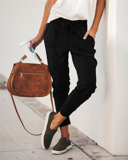 Women's Sweatpants – Relaxed Fit – Cotton Blend – Elastic Waist – Pockets