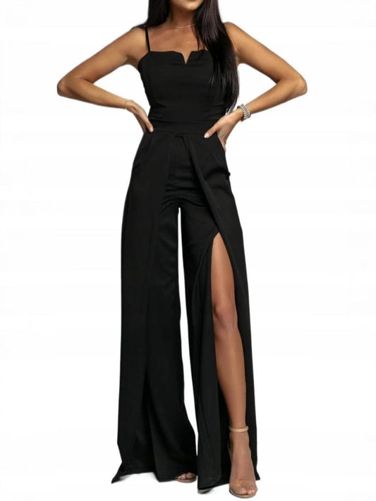 Women's Jumpsuit – Slim Fit – Strapless – Wide Legs with Slit – Elegant Party Outfit