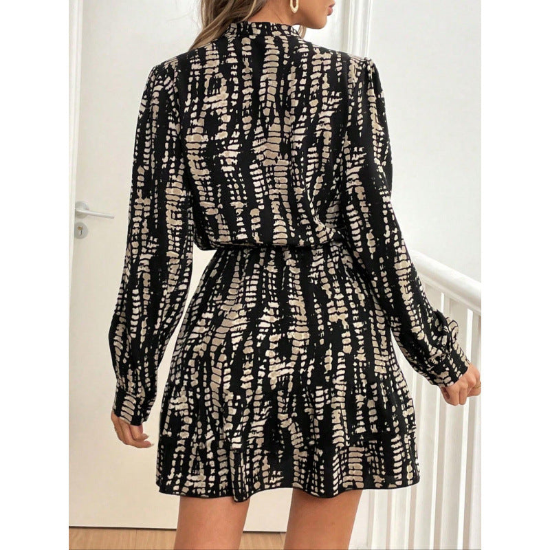 Dress for Women – Midi Length – Relaxed Fit – Buttoned Collar – Long Sleeves
