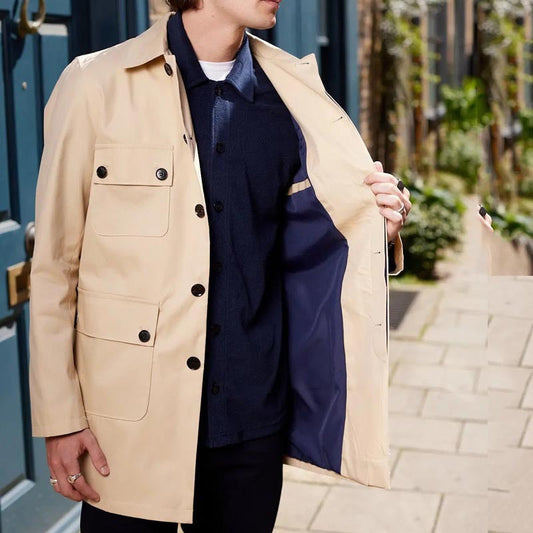 Men's Utility Jacket – Regular Fit – Cotton Blend – Shirt Collar – Multiple Pockets