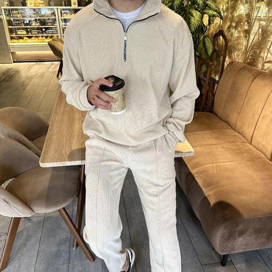 Men's Set for Home – Relaxed Fit – Half Zip – Soft Cotton Blend