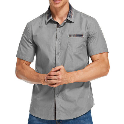 Men's Shirt with Short Sleeves – Slim Fit – Cotton Blend – Checkered Details