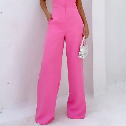 Women's Jumpsuit – Strapless Top – Wide Leg Fit – Elegant and Breathable