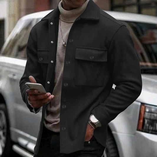 Men's Overshirt Jacket – Relaxed Fit – Smooth Texture – Flap Chest Pockets