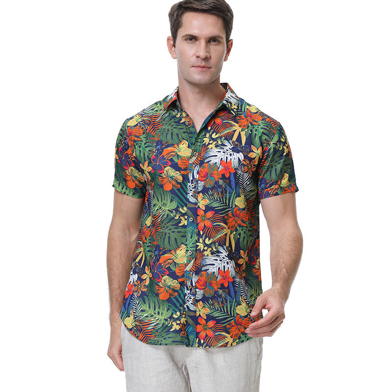 Men's Shirt – Hawaiian Shirt – Short Sleeve – Breathable Cotton – Casual Button Closure