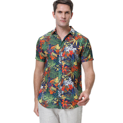 Men's Shirt – Hawaiian Shirt – Short Sleeve – Breathable Cotton – Casual Button Closure