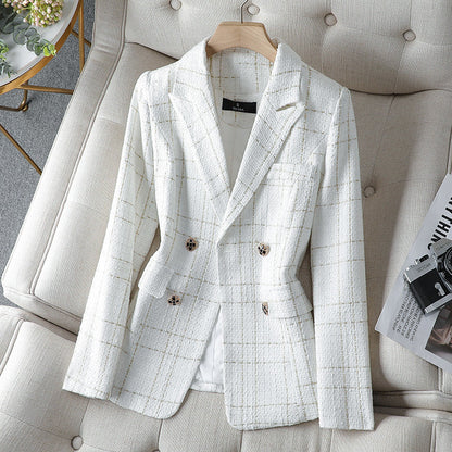 Women's Blazer – Tailored Fit – Structured Tweed – Double-Breasted with Buttons