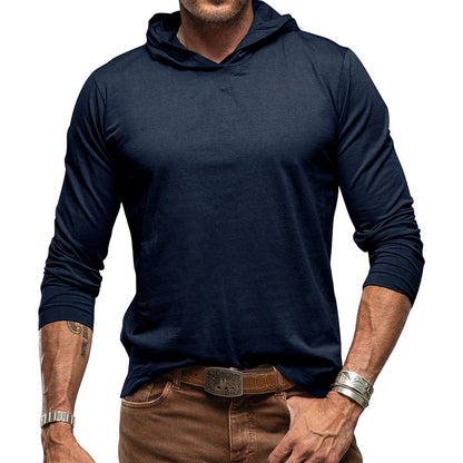 Men's Hoodie T-Shirt – Cotton Blend – Relaxed Fit – Long Sleeves