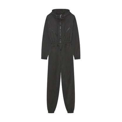 Women's jumpsuit – cotton blend – relaxed fit – hood – front zipper