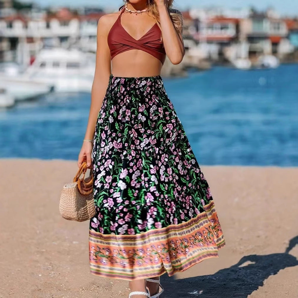 Women's Maxi Dress – Strapless Bandeau Top – Bohemian Pattern – Light and Comfortable