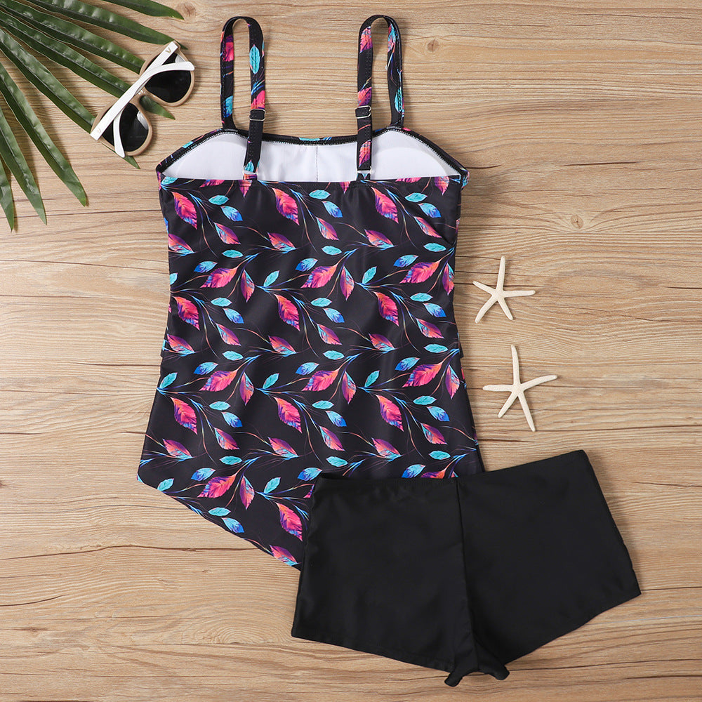 Women's Tankini Set – Relaxed Fit – Ruffle Top – Adjustable Straps – Swim Shorts