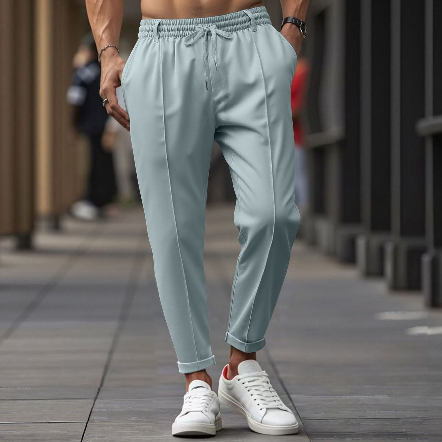 Sweatpants for Men – Straight Fit – Elastic Waist with Drawstring – Soft Cotton Blend
