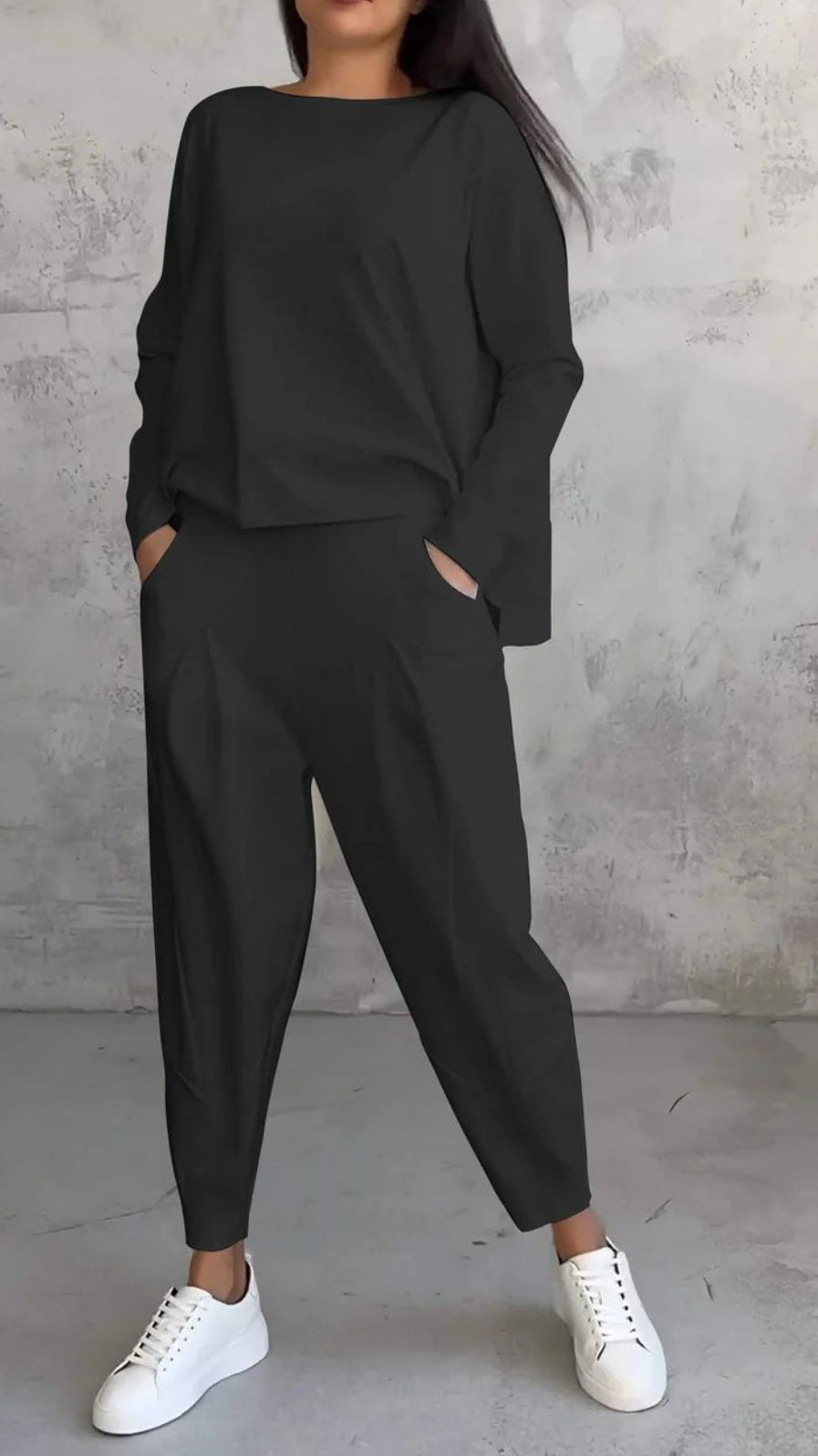Women's Pantsuit – Slim Fit – Breathable Set with Long-Sleeved Top and Slim Pants