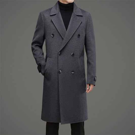 Men's Coat – Wool – Double-Breasted – Tailored Fit – Mid-Length – Wide Lapel