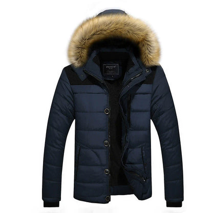 Men’s Jacket - Quilted Shell - Slim Fit - Removable Faux Fur Hood - Ribbed Cuffs