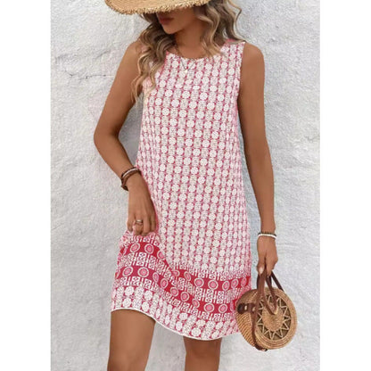 Women's Shift Dress – Sleeveless – Relaxed Fit – Light Cotton – Tortoise Print