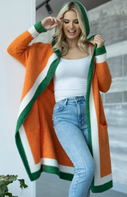 Women's Coat – Knitted Wool – Oversized Fit – Long with Collar and Pockets