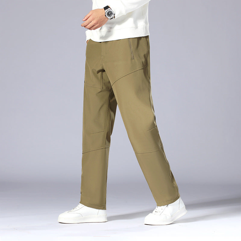 Men's Trousers – Relaxed Fit – Adjustable Waistband – Zipper Pockets – Breathable Fabric