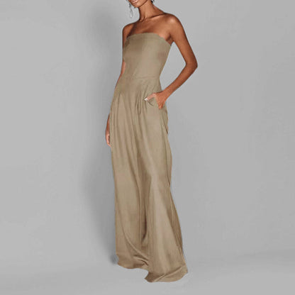 Women's Pantsuit – Strapless – Wide Legs – Elegant Fit – Formal Use