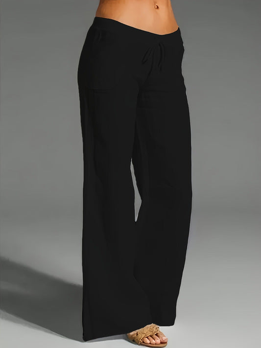Women's Trousers with Wide Legs – Elastic Waist – Light Cotton – Relaxed Fit