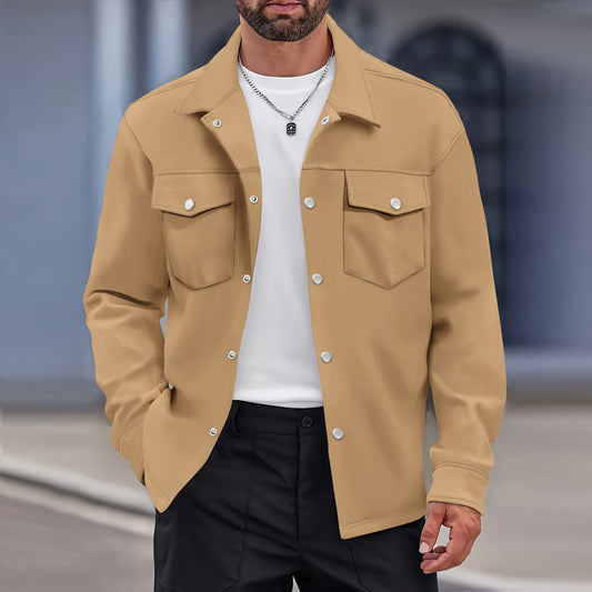 Men's Jacket – Modern Fit – Wool Feel – Button Front – Chest Pockets