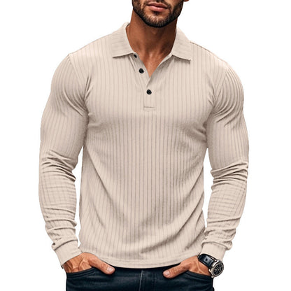 Men's Shirt Henley – Slim Fit – Ribbed Knit – Long Sleeve – Modern Collar