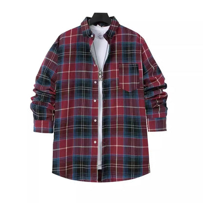 Men's Shirt – Checkered Pattern – Oversized Fit – Long-Sleeved with Chest Pocket