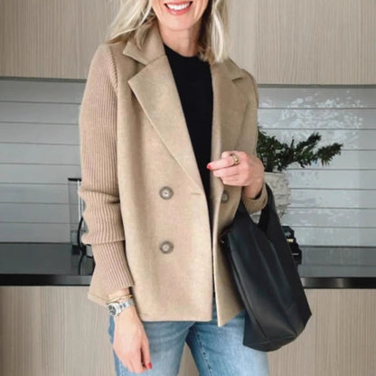 Women's Blazer – Oversized Fit – Double-Breasted – Soft Finish – Ribbed Sleeves