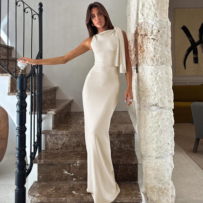 Dress woman – One-shoulder design – Slim fit – Ankle-length – Elegant party dress