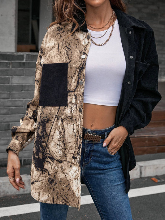 Women's Shirt – Mid-Length – Loose Fit – Animal-Inspired Print – Long Sleeves