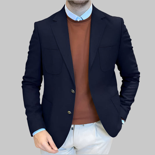 Men's Blazer – Tailored Fit – Wool Blend – Double-Breasted – Notch Lapel