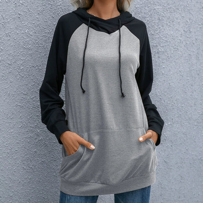 Women's Hoodie – Relaxed Fit – Soft Knit – Raglan Sleeves – Hood with Drawstring
