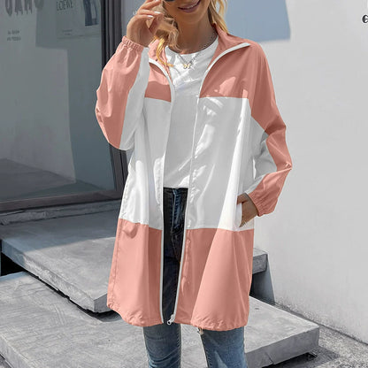 Women's Jacket – Waterproof – Hood – Relaxed Fit – Mid-Length – Color Block Design