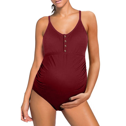 Women's Swimsuit for Pregnant – Stretch Fit – Ribbed Texture – Adjustable Straps